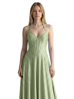 Halter Beaded Prom Dress 