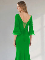 Chiffon Mother of the Bride Dress with 3/4 Sleeves