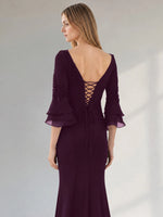 Chiffon Mother of the Bride Dress with 3/4 Sleeves