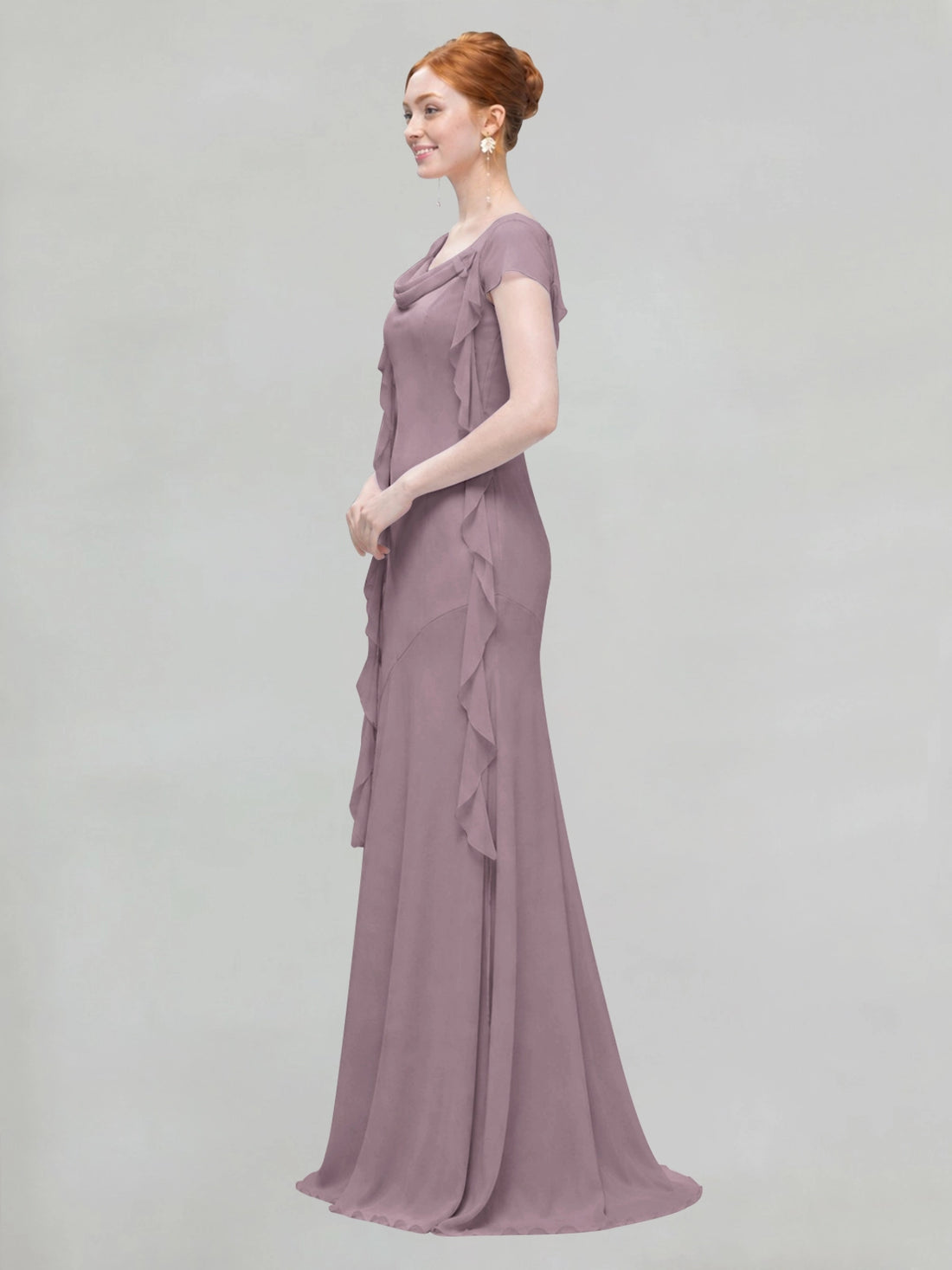 Flowy Ruffle Sheath Bridesmaid Dress 