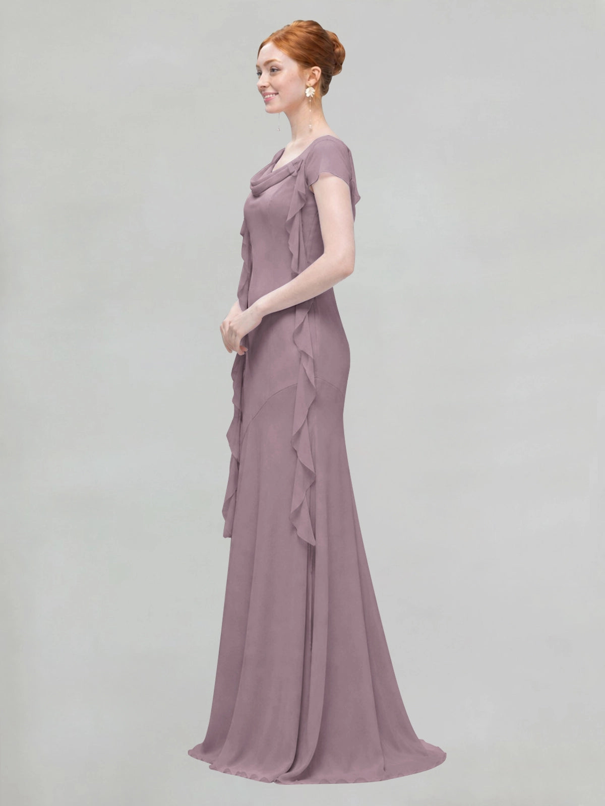 Flowy Ruffle Sheath Bridesmaid Dress 