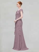 Flowy Ruffle Sheath Bridesmaid Dress 