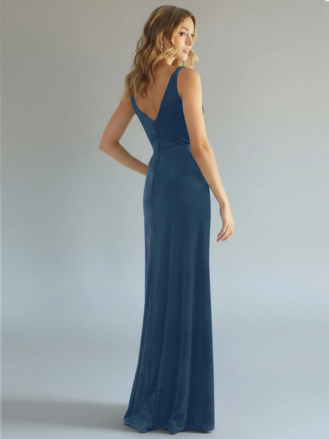 Velvet Bridesmaid Dress with Slit 
