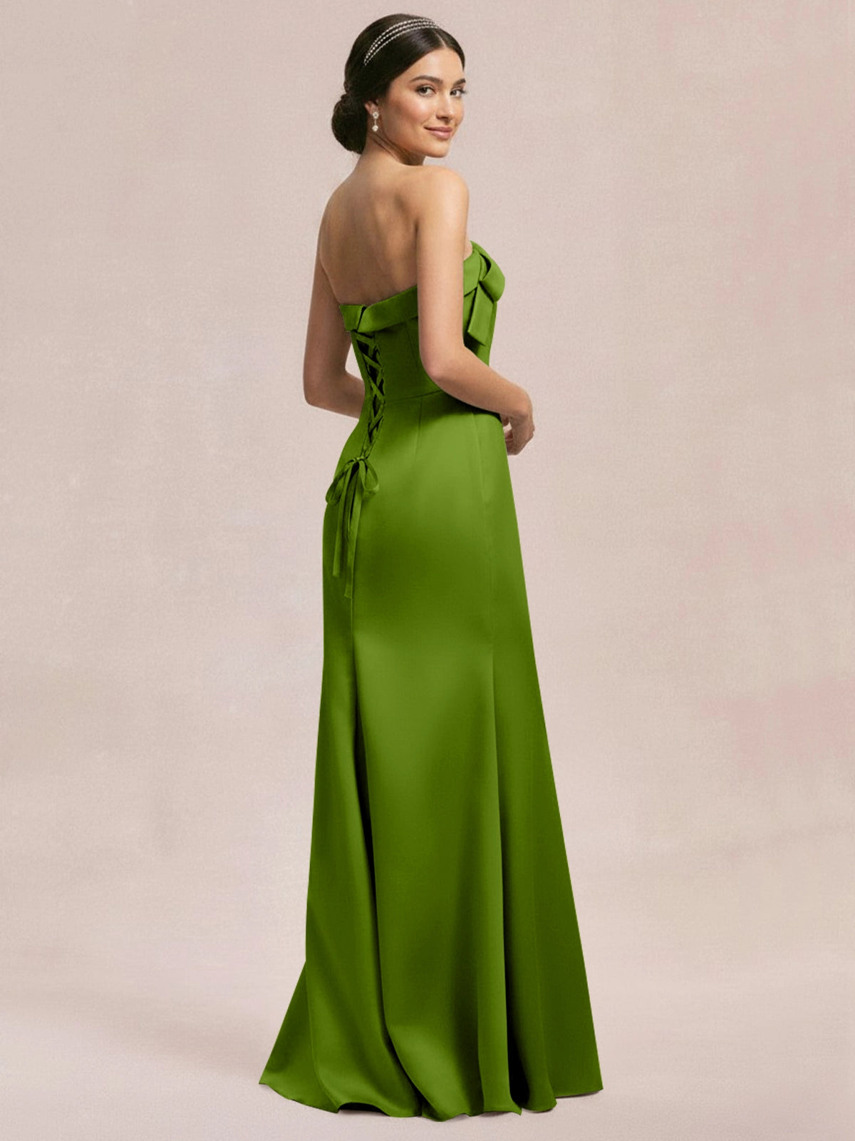 Satin Bow Accent Bridesmaid Dress 