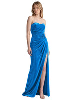 Velvet Prom Dress with Beaded Applique 