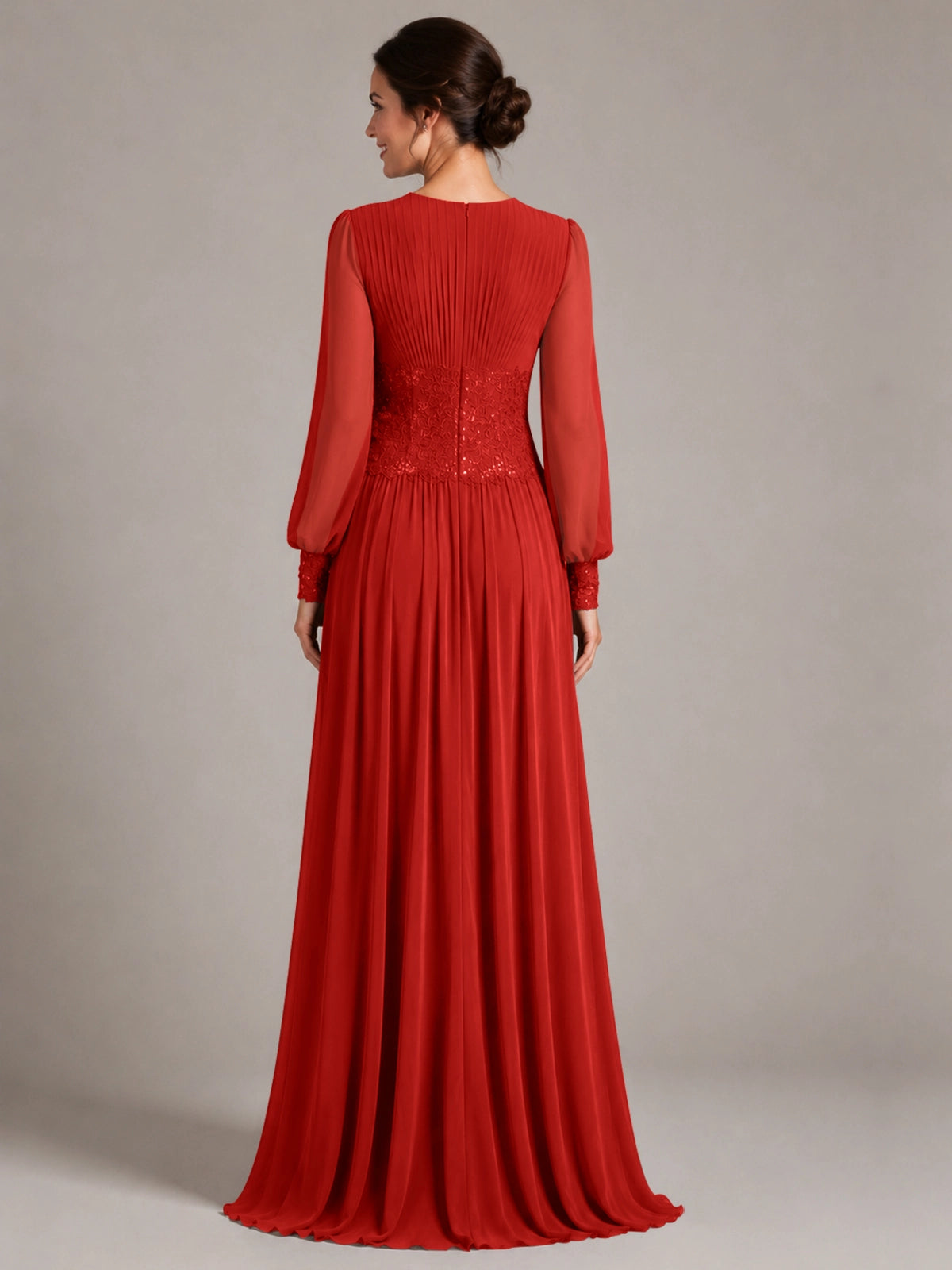 Chiffon Mother of the Bride Dress with Jewel Neckline 