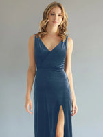 Velvet Bridesmaid Dress with Slit 
