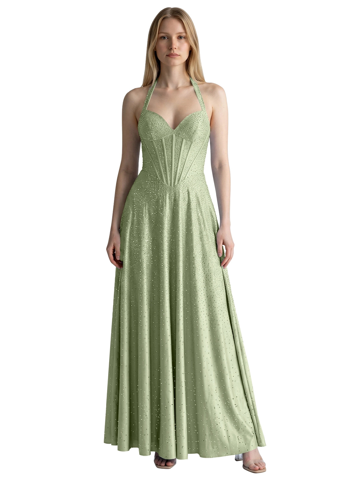 Halter Beaded Prom Dress 