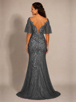 Mermaid Mother of the Bride Dress with V-neck 