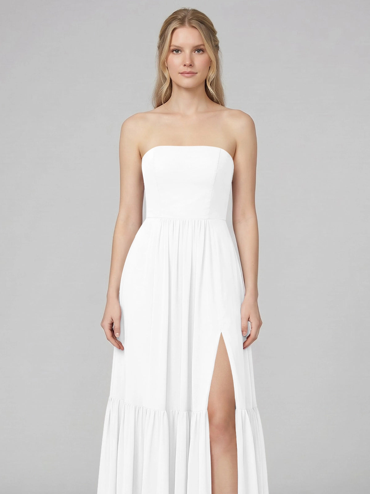 Strapless Bridesmaid Dress with Slit 