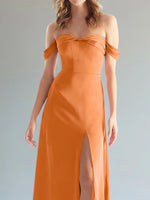 Off-the-Shoulder Slit Bridesmaid Dress 