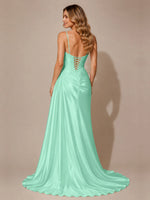 Silk-like Prom Dress with Appliques