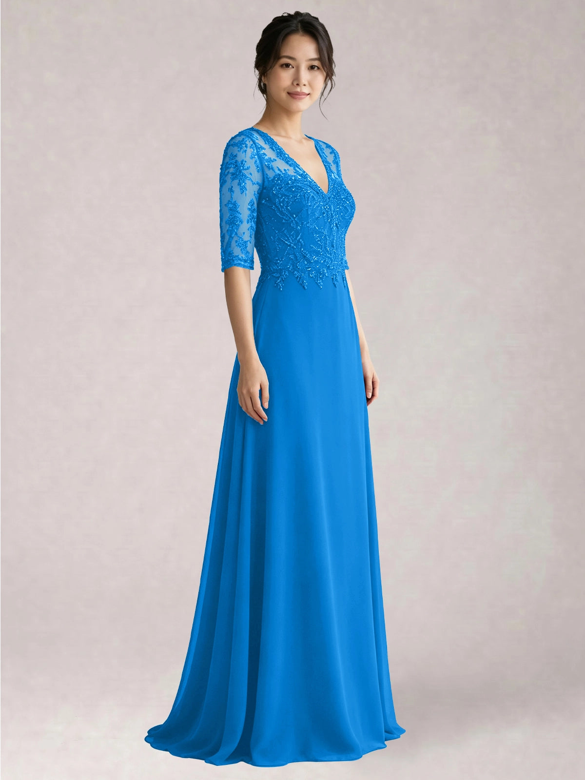 Lace Mother of the Bride Dress with Half Sleeves