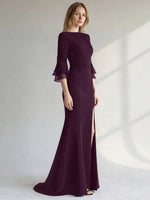 Chiffon Mother of the Bride Dress with 3/4 Sleeves