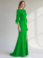 Chiffon Mother of the Bride Dress with 3/4 Sleeves