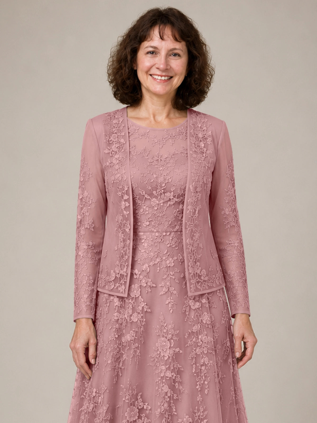 A-line Mother of the Bride Dress with Lace 