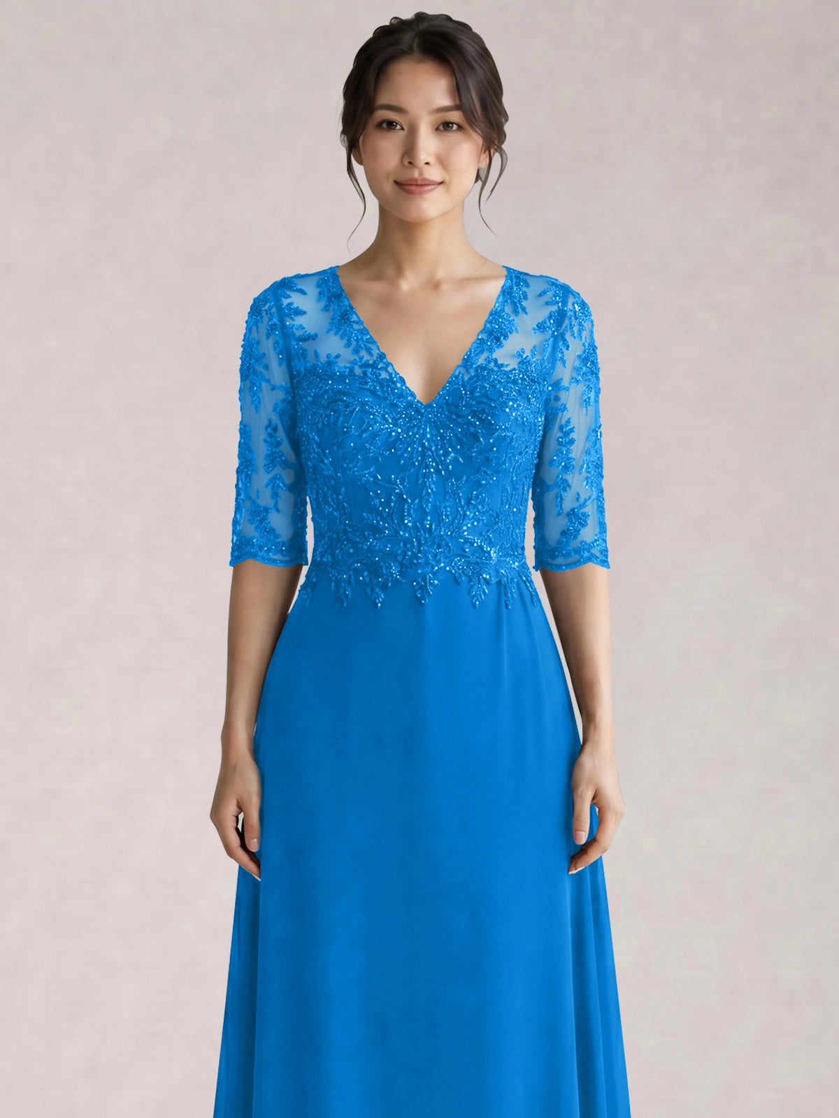 Lace Mother of the Bride Dress with Half Sleeves