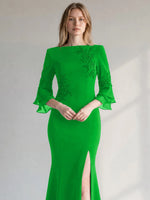 Chiffon Mother of the Bride Dress with 3/4 Sleeves
