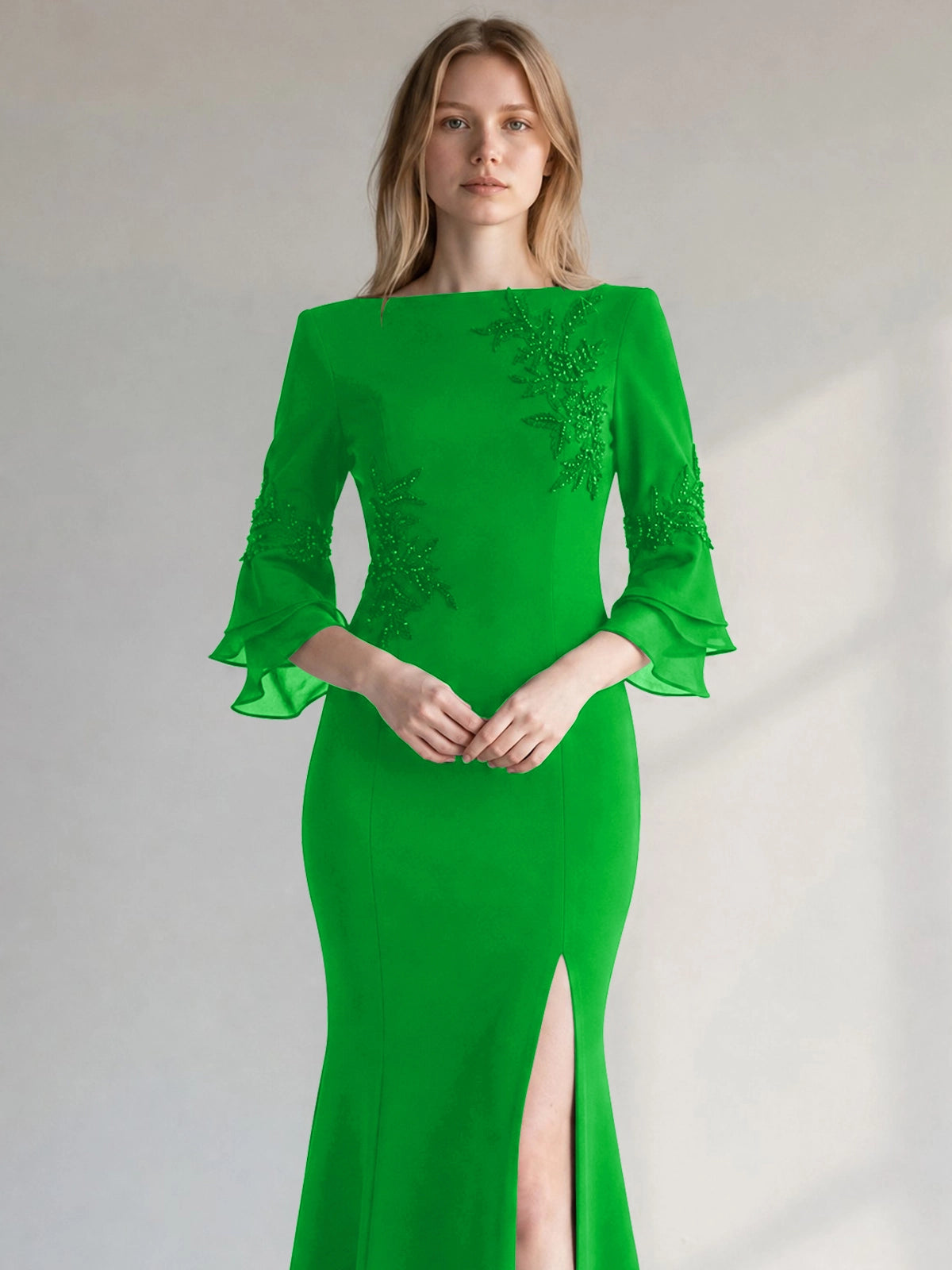 Chiffon Mother of the Bride Dress with 3/4 Sleeves