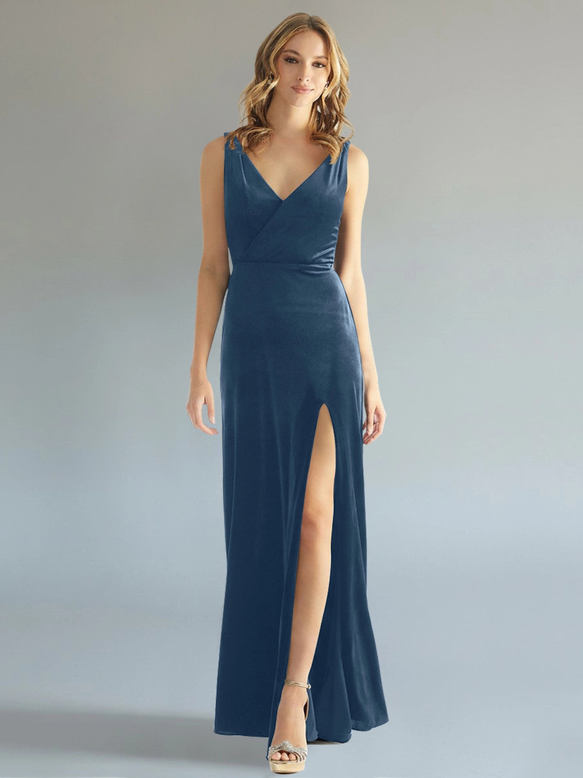 Velvet Bridesmaid Dress with Slit 