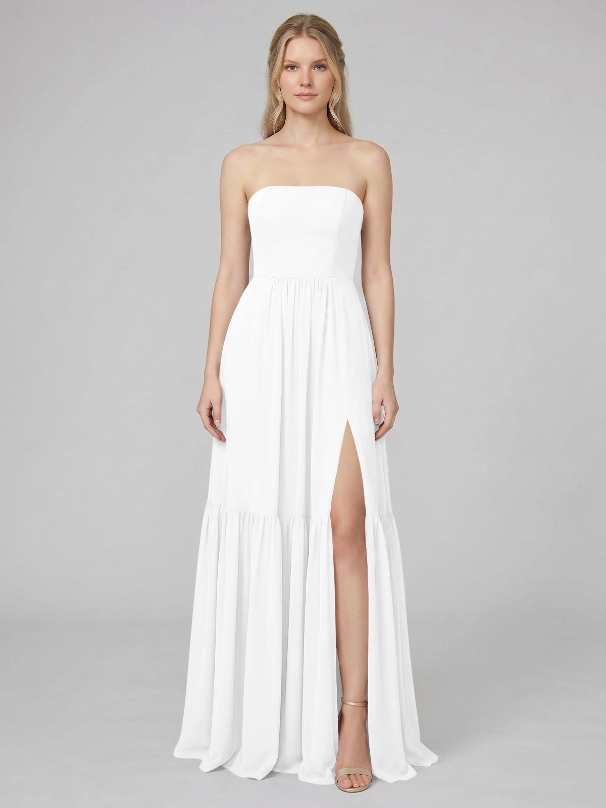Strapless Bridesmaid Dress with Slit 