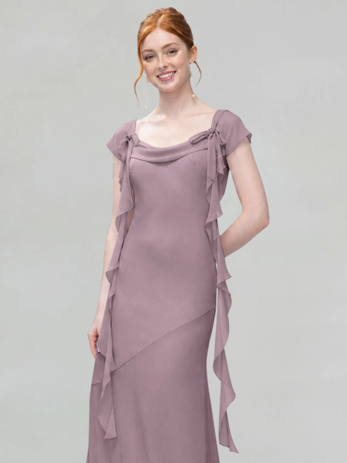 Flowy Ruffle Sheath Bridesmaid Dress 