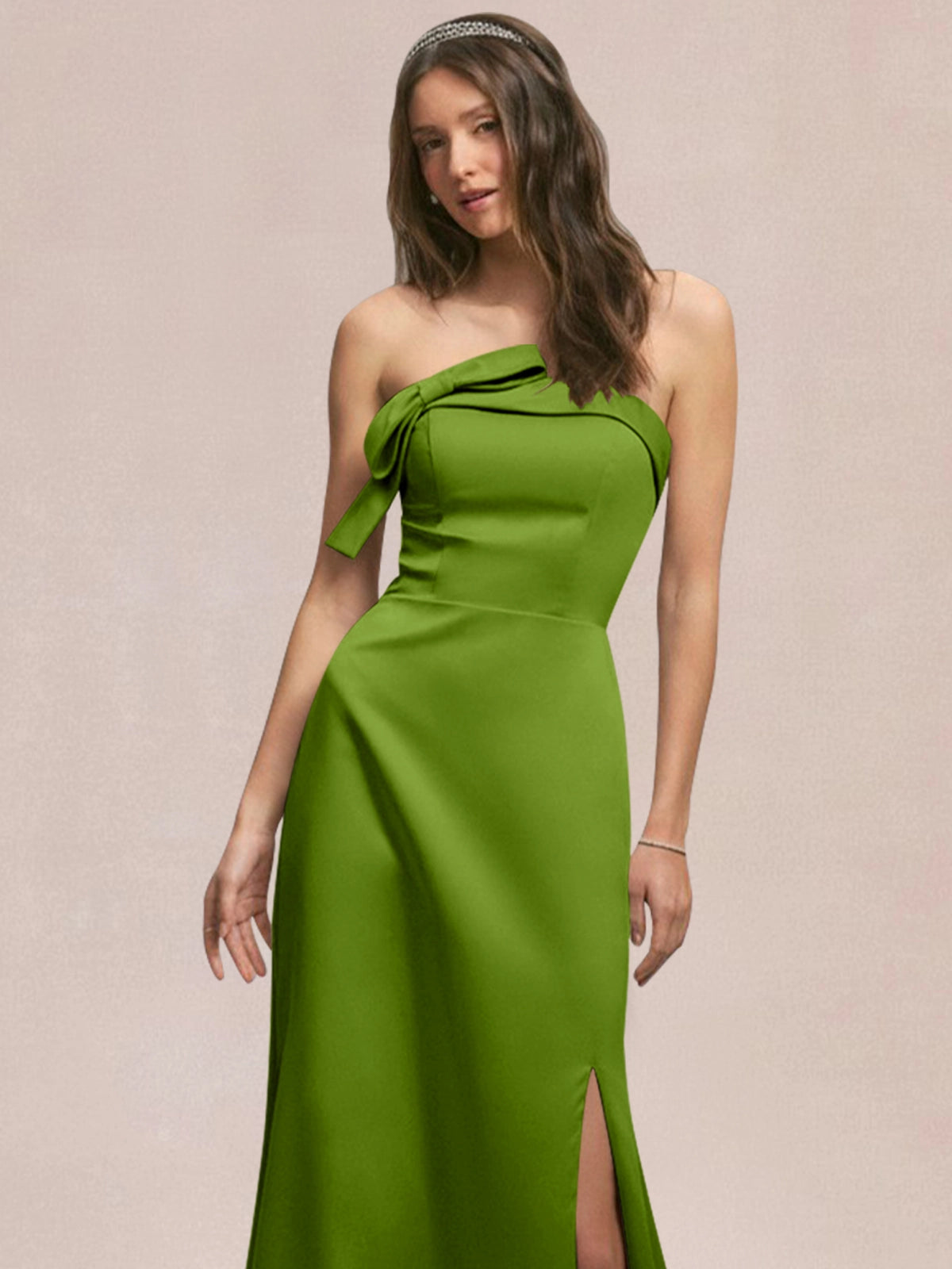 Satin Bow Accent Bridesmaid Dress 