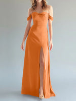 Off-the-Shoulder Slit Bridesmaid Dress 