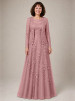 A-line Mother of the Bride Dress with Lace 