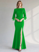 Chiffon Mother of the Bride Dress with 3/4 Sleeves
