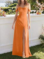 Off-the-Shoulder Slit Bridesmaid Dress 