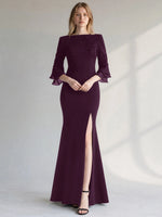 Chiffon Mother of the Bride Dress with 3/4 Sleeves