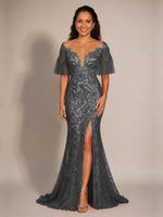 Mermaid Mother of the Bride Dress with V-neck 