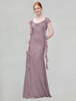 Flowy Ruffle Sheath Bridesmaid Dress 