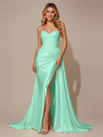 Silk-like Prom Dress with Appliques