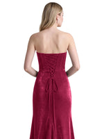 Velvet Prom Dress with Beaded Applique 
