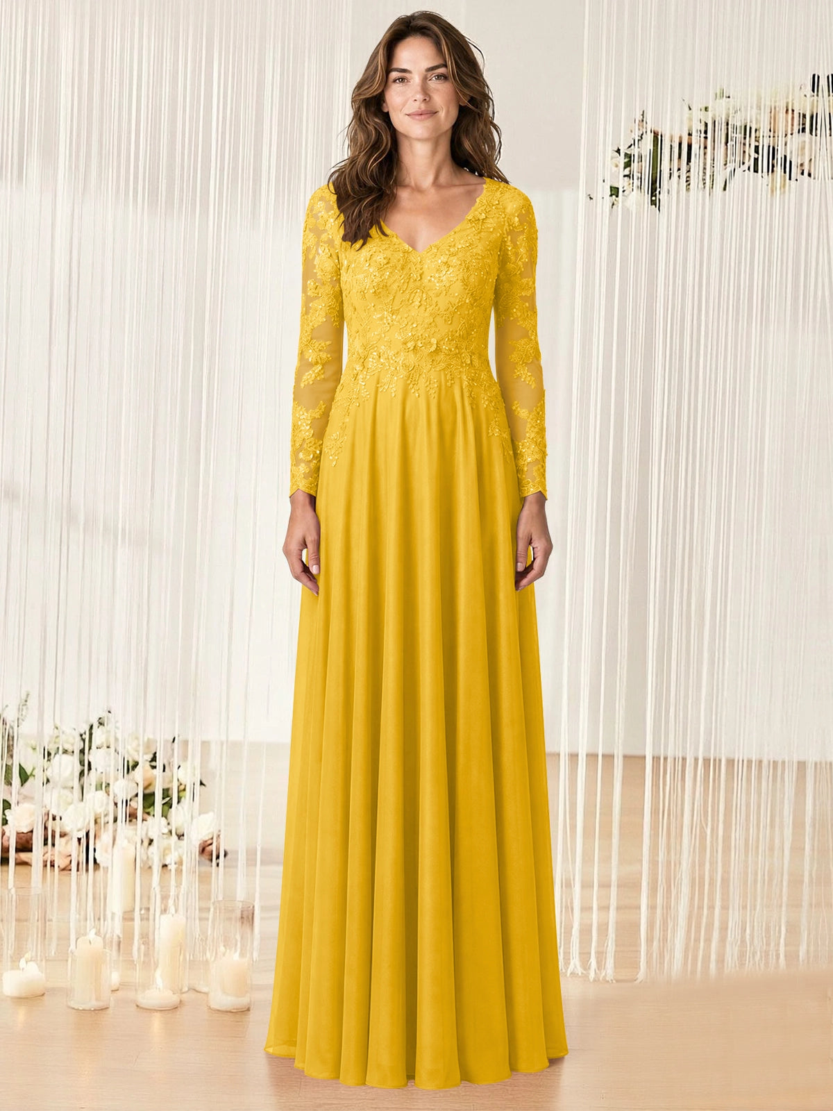 A-line Mother of the Bride Dress with Appliques
