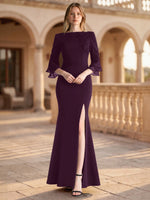 Chiffon Mother of the Bride Dress with 3/4 Sleeves