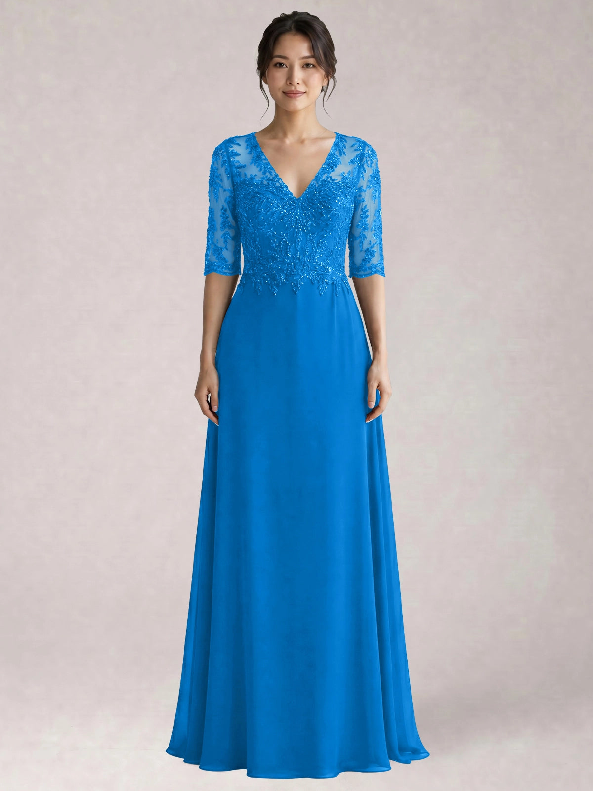 Lace Mother of the Bride Dress with Half Sleeves