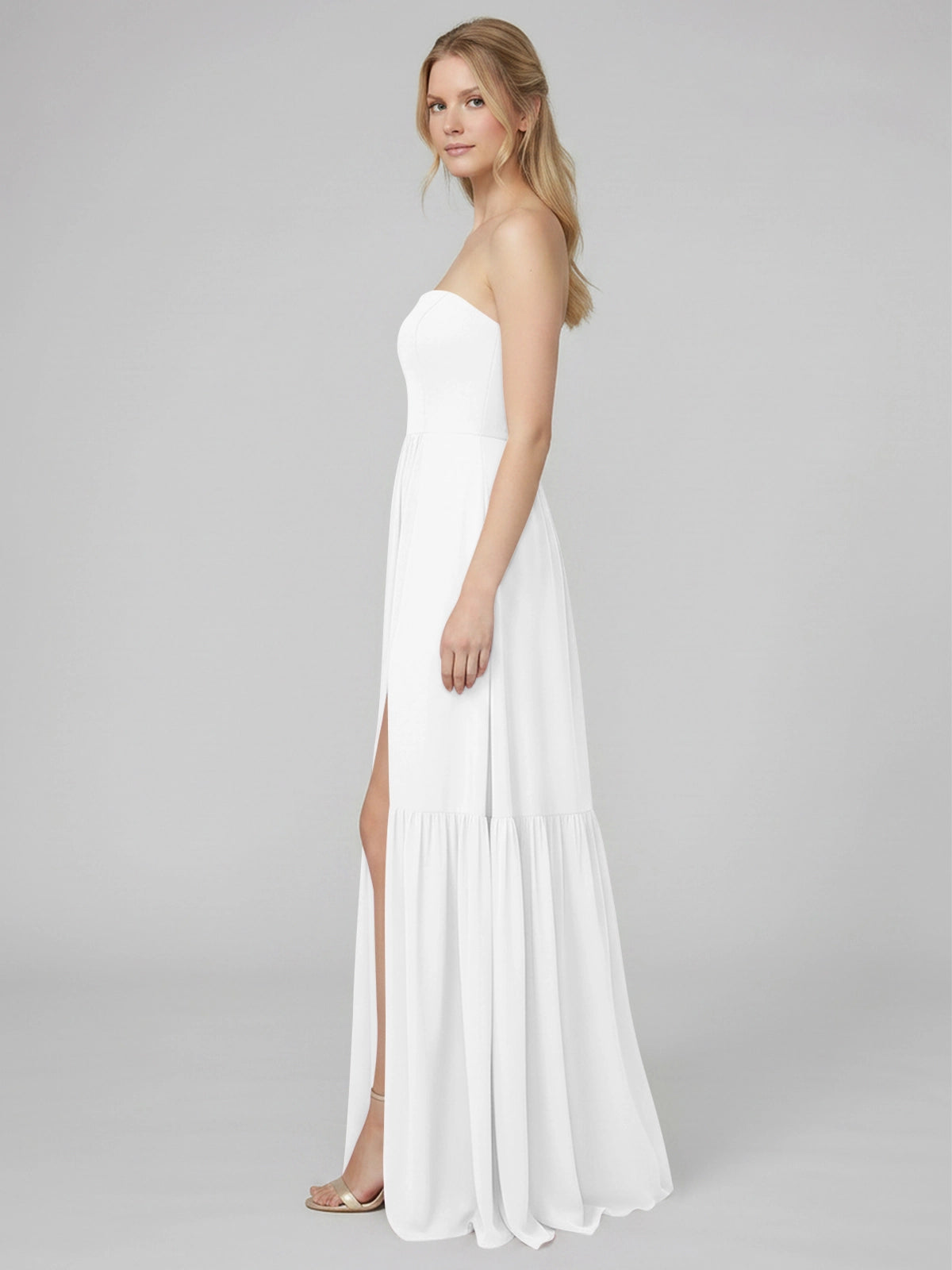 Strapless Bridesmaid Dress with Slit 