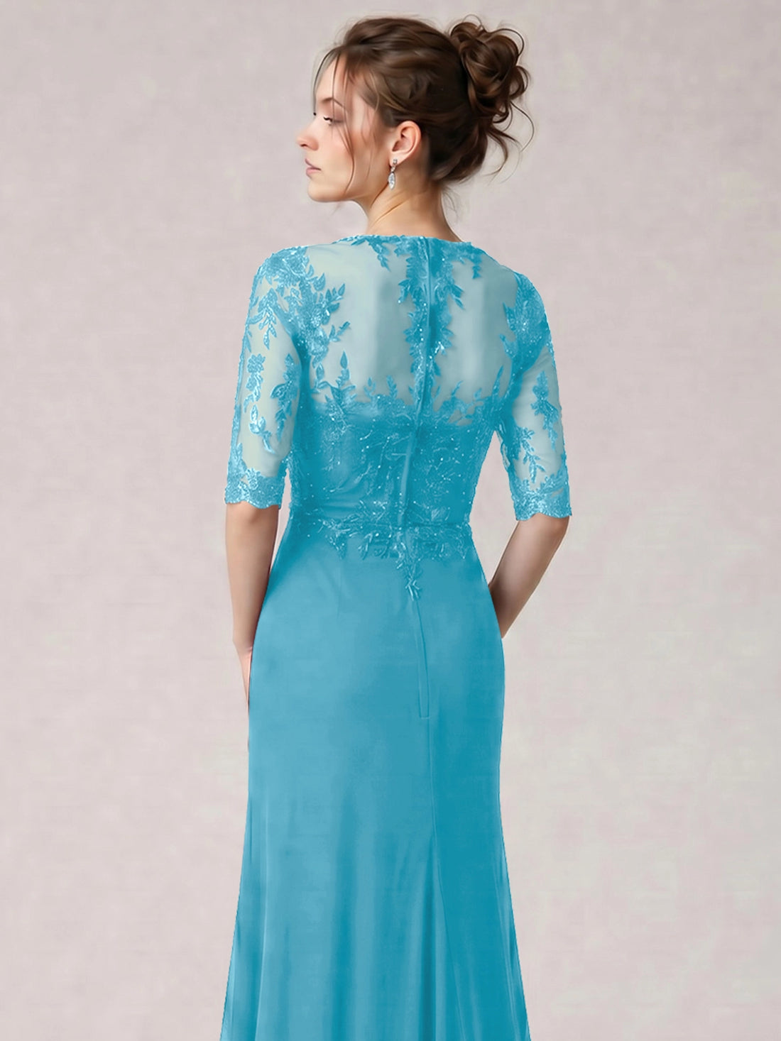 Lace Mother of the Bride Dress with Half Sleeves