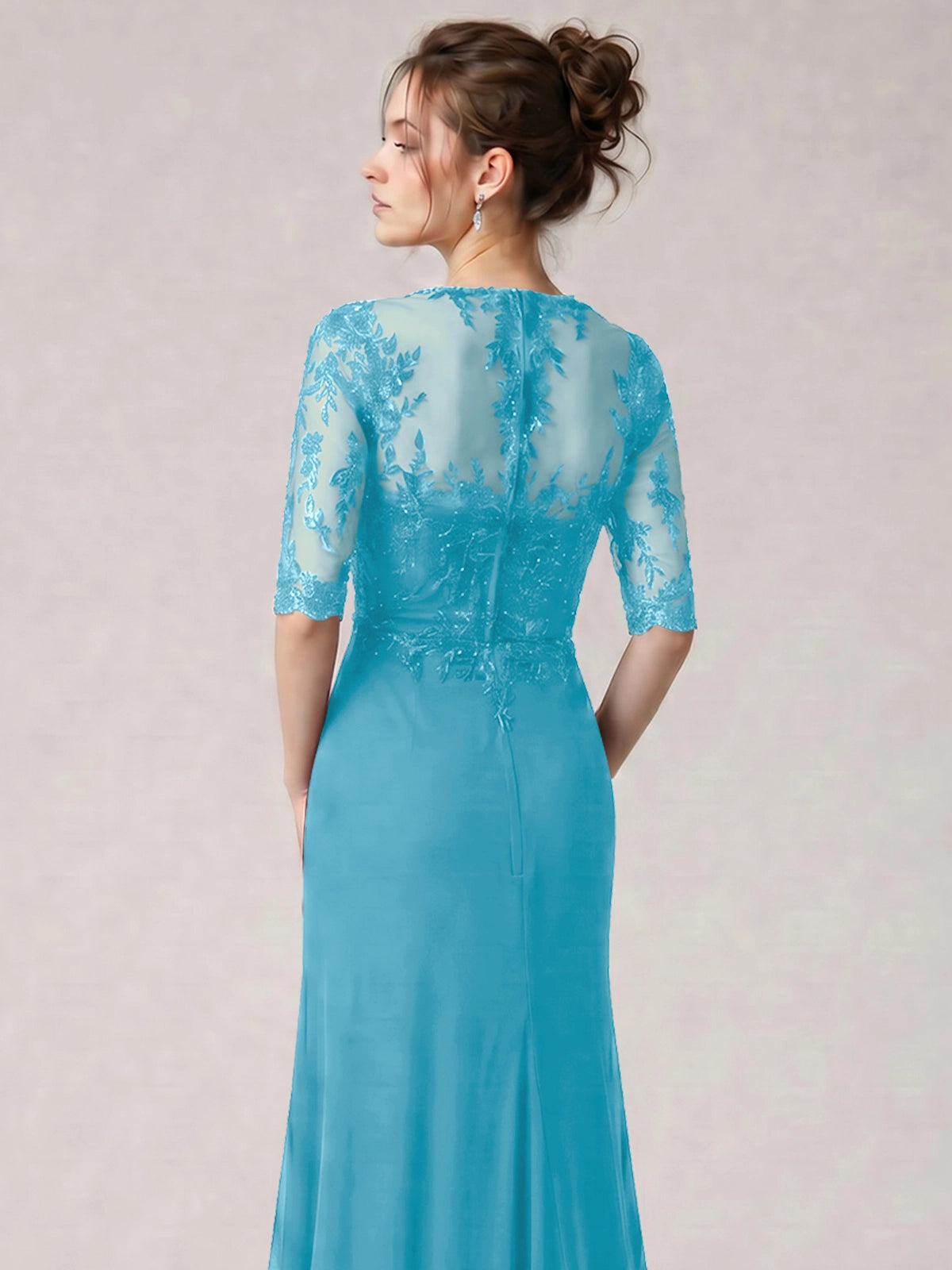 Lace Mother of the Bride Dress with Half Sleeves