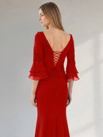 Chiffon Mother of the Bride Dress with 3/4 Sleeves