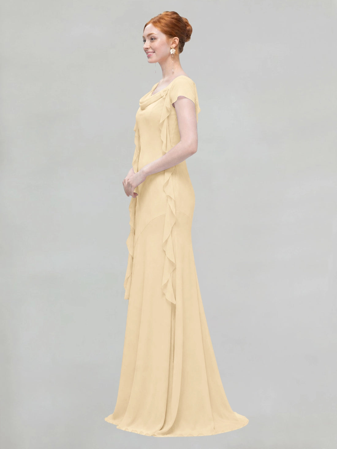 Flowy Ruffle Sheath Bridesmaid Dress 