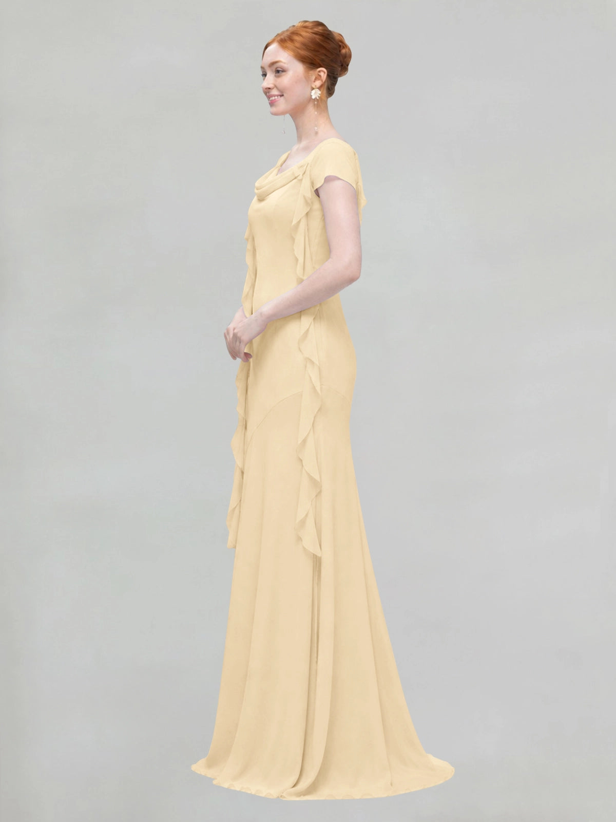 Flowy Ruffle Sheath Bridesmaid Dress 
