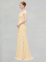 Flowy Ruffle Sheath Bridesmaid Dress 