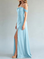 Off-the-Shoulder Slit Bridesmaid Dress 