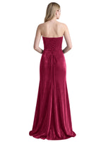 Velvet Prom Dress with Beaded Applique 