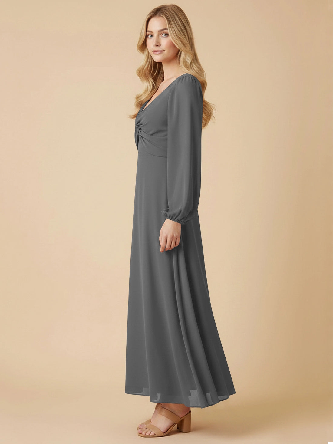 A-line Bridesmaid Dress with Long Sleeves 