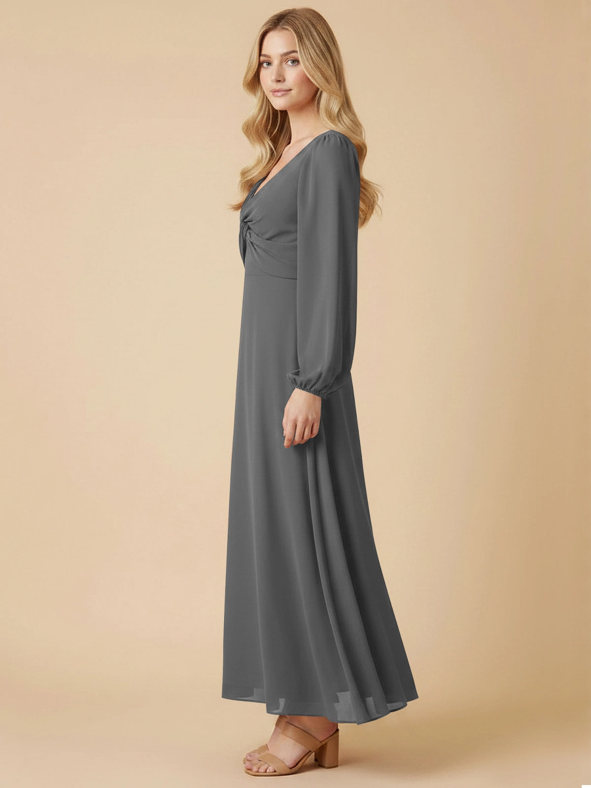 A-line Bridesmaid Dress with Long Sleeves 